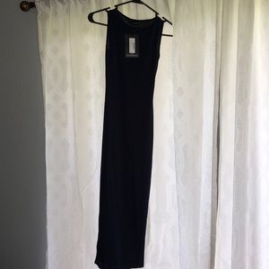 Navy Ribbed Midi Dress